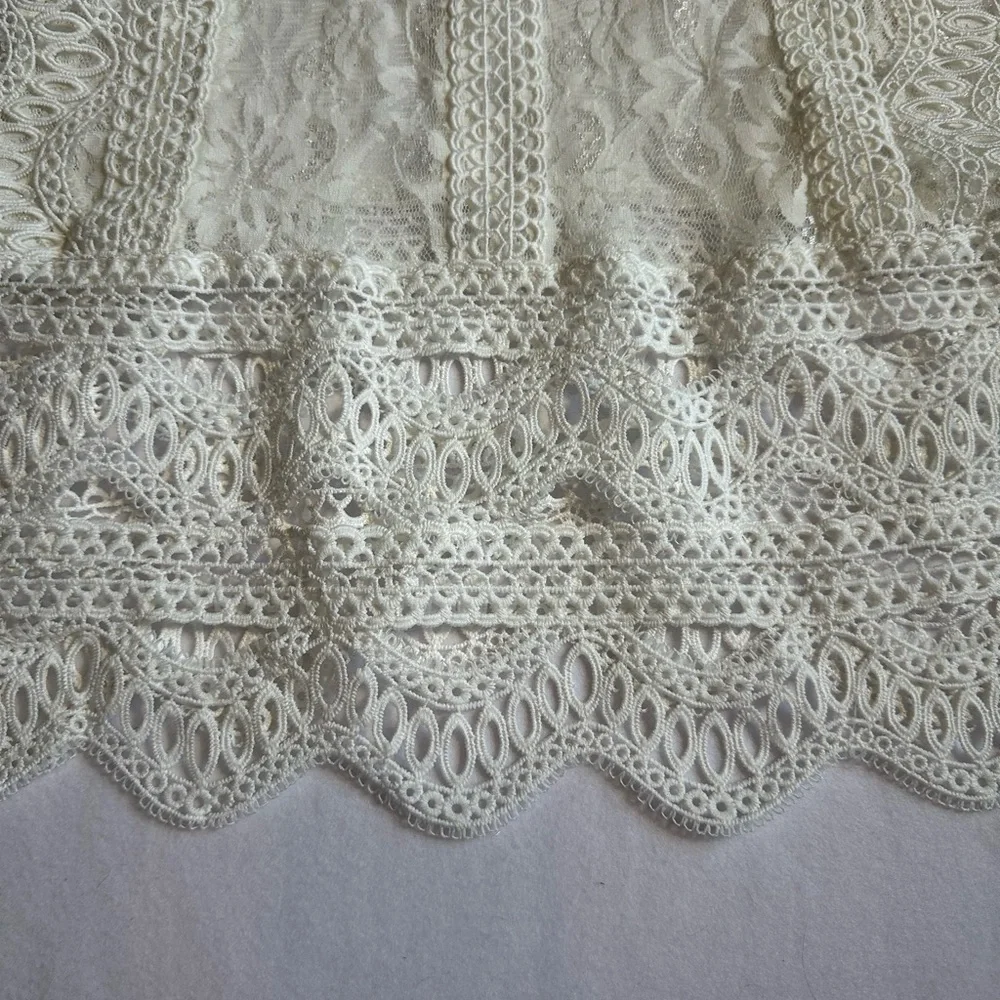 Adiva Cream Lace Western Blouse Rodeo Cowgirl Top Boho Prairie Romantic Size M - Picture 2 of 8